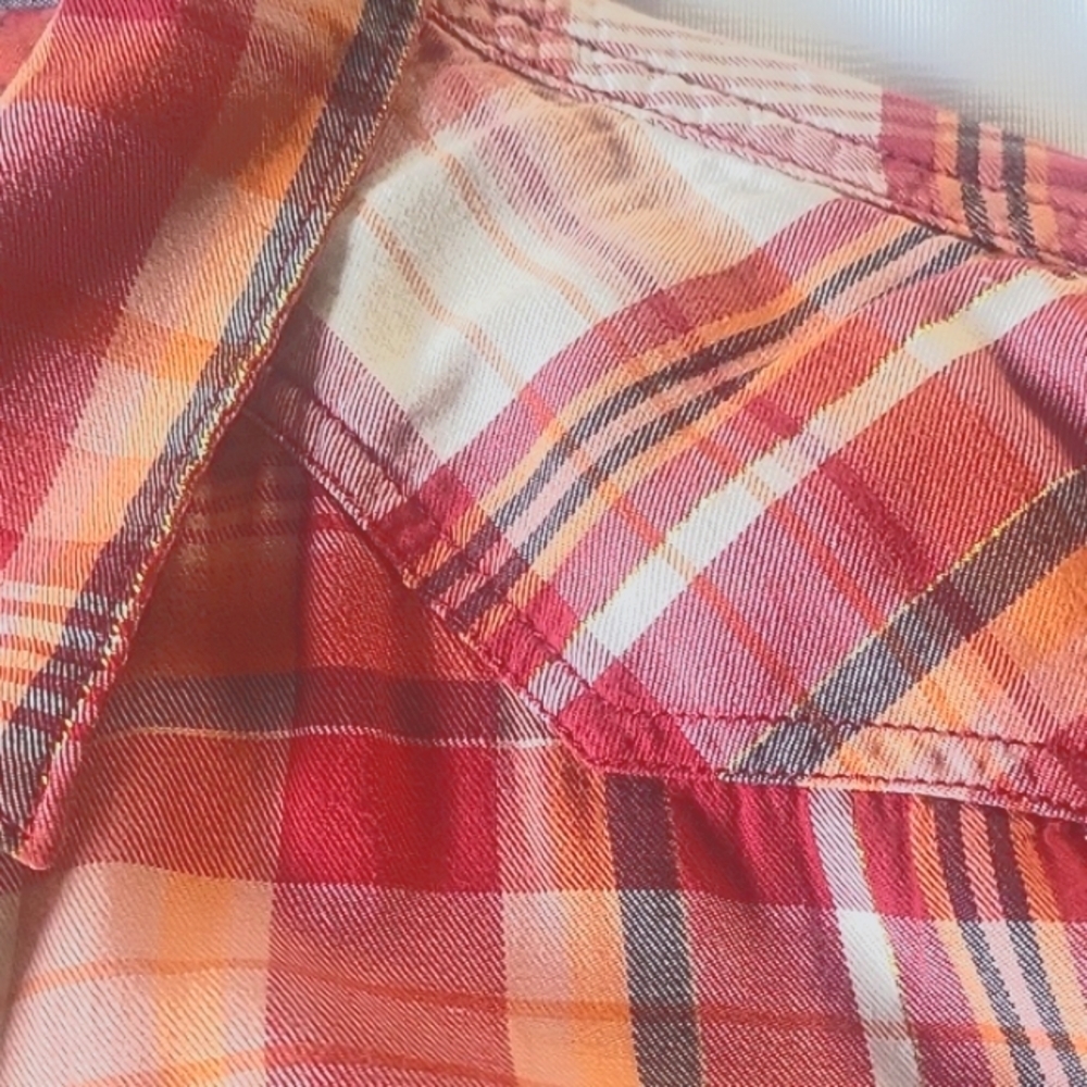 Levis Strauss & Co. Womans Plaid Multi Colors Button Down Shirt, Size: L - Picture 6 of 11